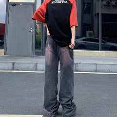 Threebooy Y2K Streetwear Baggy Pleated Stacked Jeans Pants For Men Clothing Straight Old Denim Trousers Pantalones Hombre