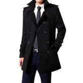 Threebooy Men's Woolen Coat Mid-Length Thickened Autumn Winter New Style Windbreaker Fashionable Casual Outerwear