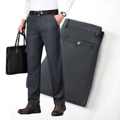Threebooy Business Men's Jeans Autumn New Fashion Stretch Straight Casual Trousers Loose Comfortable Brand Classic Denim Pants Male