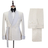 Threebooy Men's Suit 2 Pieces Blazer Pants Bow Collar One Button with Belt Wedding Tuxedos Work Business Formal