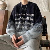 Threebooy Mink Casual Fleece Tie Dyed Gradient Couple Sweater Men's Lazy Oversize Mohair Knitwear Winter Student Hip Hop Male and Female y2k