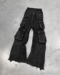 Threebooy New Gothic Retro Jeans for Men Wide Leg Straight Black Y2k Baggy Jeans Harajuku Hip Hop High Waist Denim Pants Streetwear