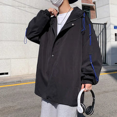 Threebooy Men's Coats Korean Style Clothes Man Hoodie Loose Fitting Original Clothing Hooded Jackets Outerwear Popular