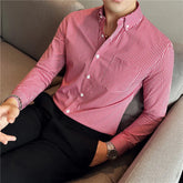 Threebooy Men Spring High Quality Business Long Sleeve Shirts/Male Slim Fit Fashion Plaid Office Dress Shirts Plus Size S-4XL