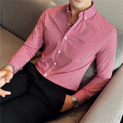 Threebooy Men Spring High Quality Business Long Sleeve Shirts/Male Slim Fit Fashion Plaid Office Dress Shirts Plus Size S-4XL