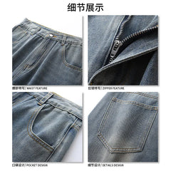 Threebooy Punk Style Trend Fashion Ripped Jeans Straight leg jeans 2025 new wide leg pants Hip Hop Clothing