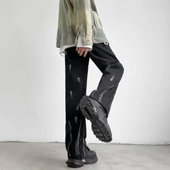 Threebooy Y2K Fashion Painting Baggy New Jeans Pants For Men Clothing Ankle Zipper Straight Denim Trousers Pantalon Homme