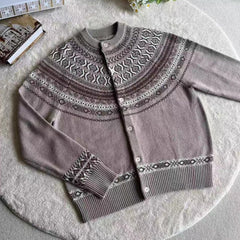 Threebooy New Japanese Retro Men Cardigan Luxury Ethnic Printed Knitted Slim-fit Long Sleeve Sweater Coats Autumn Premium Quality Knitwear