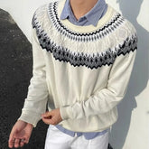 Threebooy New American Vintage Men Sweater Trendy Twisted Flower Knit Solid Color Long Sleeve Pullover High Quality Skin-friendly Knitwear