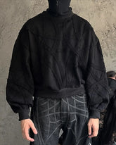 Threebooy New Retro Black Gothic Sweatshirt Patchwork Striped Long Sleeved Sweater Hip Hop Harajuku Men and Women Sweatshirt Streetwear