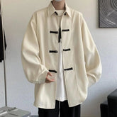Threebooy New Chinese Style Fold-button Shirt Men's Long-sleeved Hanfu Tang Suit Jacket Chinese Style Jacket Men's Fashion Tops Urban