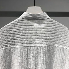 Threebooy Y2K Mens Shirt Patchwork Striped Pocket Short Sleeved Shirt Summer Casual Tassel Sequin Fashion Japanese Top Men's Clothing