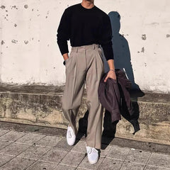 Threebooy New British Retro Male Suit Pants Light Luxury Naples Slim-fit Dress Pants Casual Premium Popular Elegant FashionTrousers M-3XL