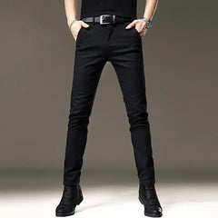 Threebooy Casual Pants Men in Spring Summer New Style Comfortable Small Feet Elastic Slim Fit Trendy Versatile Casual Long Pants New Style