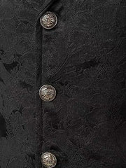 Threebooy Men's Medieval Gothic Long Vest, Vintage Steampunk Victorian Costume Waistcoat, Halloween Cosplay Formal Jacket, Renaissance LAR