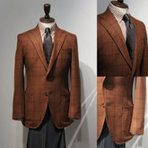 Threebooy Men Suits Plaid Tuxedo 2 Pieces Single Breasted Corduroy Business Formal Tuxedos Blazer Pants Notch Lapel New