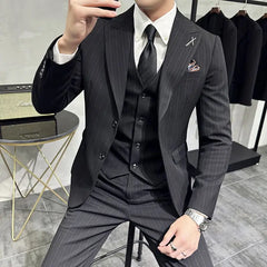 Threebooy Luxury 2 Piece Suit Men's Slim Fit Tuxedo with Jewelry Decoration One Button Groom Wedding Dinner Prom Fashion