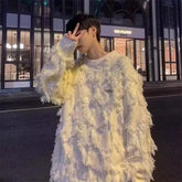 Threebooy Retro Fringed Sweater Loose and Lazy Niche Knitted Sweater Trendy Brand Sweater for Men