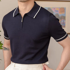 Threebooy Summer Men Short Sleeve Polo Shirts Casual Lapel Splicing T-shirts High Quality Contrast Color Tee Tops Business Men