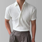 Threebooy Mens Polo Thread Elastic Solid Color Bottom Shirt Autumn Casual Sports Fitness Show Muscle American Top Men's Clothing Unisex