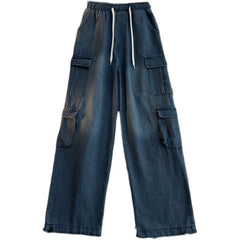 Threebooy Fashionable Loose Straight Wide-leg Workwear Trendy Hip-hop Washing Jeans Spring Summer American Oversize Retro Trousers Chic