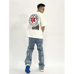 Threebooy Y2K Fashion Baggy Stacked Jeans Pants Men Streetwear Washed Blue Straight Women Denim Trousers Ropa Hombre