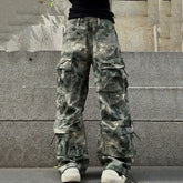 Threebooy Contrast Color Pockets Camouflage Baggy Cargo Pants Men and Women Patchwork Loose Oversized Overalls Ropa Hombre Trousers