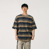 Threebooy Mens Striped Short Sleeve Tshirt Cotton Loose Fit Breathable Summer Casual Tee Moisture Wicking Soft Comfort Relaxed Fit