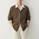 Threebooy Mens Shirt Contrasting Pockets Long Sleeved Shirt Autumn Casual Business Commuting Breathable Top Men's Clothing Unisex