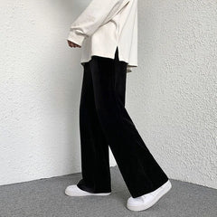 Threebooy Winter Sweatpants Men Corduroy Thick Wide Pants Solid Baggy Trousers Plus Size Casual Bottoms Fashion Vintage Y2K Male Clothes