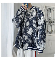 Threebooy Salt Style Fried Street Jacket Men Trendy Tie-dye Baseball Uniform Loose Jacket