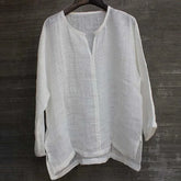 Threebooy New Linen Shirt Men Brief Breathable Comfy Solid Color Long Sleeve Loose Harajuku Casual Blouse Hawaiian Shirts