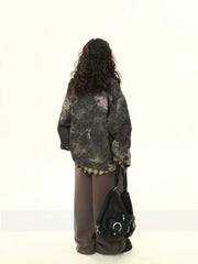 American high street men and women trendy sexy camouflage tie dye denim jacket for couples loose hip-hop retro casual top y2k