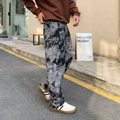 Threebooy New Retro Jeans Men Heavy Weight Thicken Fall & Winter mbroidery Pattern Personality Y2k Straight Leg Denim Pants