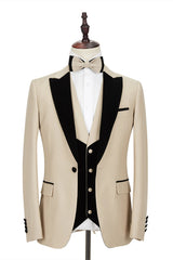 Threebooy Men's Suit 3 Pieces Blazer Vest Pants One Button Peaked Lapel Velvet Formal Wear New Wedding Groom Formal Tailored