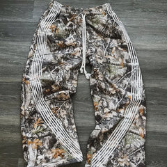 Threebooy Y2k Leaf Camouflage Overalls Wide Pants Woman Loose Straight Casual Sweatpants American Retro Pants