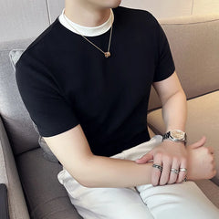 Threebooy men's Summer High Quality Casual Short Sleeve T-shirts/Male Slim Fit Fashion Pure Cotton Round Neck T-shirts Plus Size S-3XL