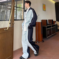 Threebooy Men's Denim Hoodie Combo 2-Piece Set