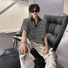 Threebooy Men Cotton Comfort Breathable Stripe Polo Shirt Casual Summer Fashion Tshirt Wholesale Striped Collar Tee Outdoor Golf Wear