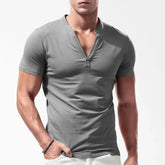 Threebooy Threebooy New Fashion Men's V Neck T Shirt Summer Classic Solid Short Sleeve Casual Top Tees