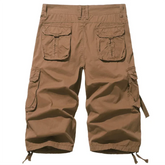 Threebooy Men's Cargo Calf-Length Pants Multi-Pocket Cotton Safari Style Casual Short Pants Male Breathable Jogger Zipper Fly Trousers