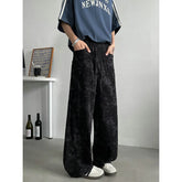 Threebooy Black Corduroy Pants Men Fashion Retro Casual Pants Streetwear Men Hip-hop Loose Wide Leg Pants Mens Vintage Trousers M-2XL
