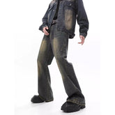 Threebooy American style vintage washed denim jeans men's autumn fashion high street casual versatile straight leg long pants