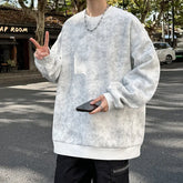 Threebooy Spring Casual Fashion Tie-dye Hoodies for Men Sweatshirt O Neck Black White Hip Hop Pullover Streetwear Korean Harajuku
