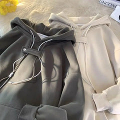 Threebooy Men's High-end Spring and Autumn American Retro Solid Color Top Heavy Trendy Brand Hooded Sweatshirt Jacket