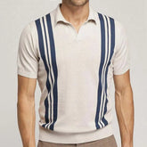 Threebooy Men's Casual Business Knit Polo Shirt V Neck Short Sleeve Breathable Well Fitting Fashion Knitwear Leisure Summer Streetwear