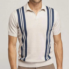 Threebooy Men's Casual Business Knit Polo Shirt V Neck Short Sleeve Breathable Well Fitting Fashion Knitwear Leisure Summer Streetwear