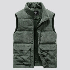 Threebooy Corduroy vest men autumn winter with standing collar large vest warm cotton jacket