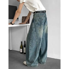 Threebooy Men Baggy Jeans Wide Leg Unisex Streetwear Hip Hop Dance Pants Loose Fit Trousers Oversized Urban Jogger Street Dance Clothing