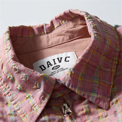 Threebooy Vintage Plaid Cargo Jackets Mens Streetwear Punk Y2k Casual Coats Harajuku Loose Hip Hop Japan Style Pink Jackets Male